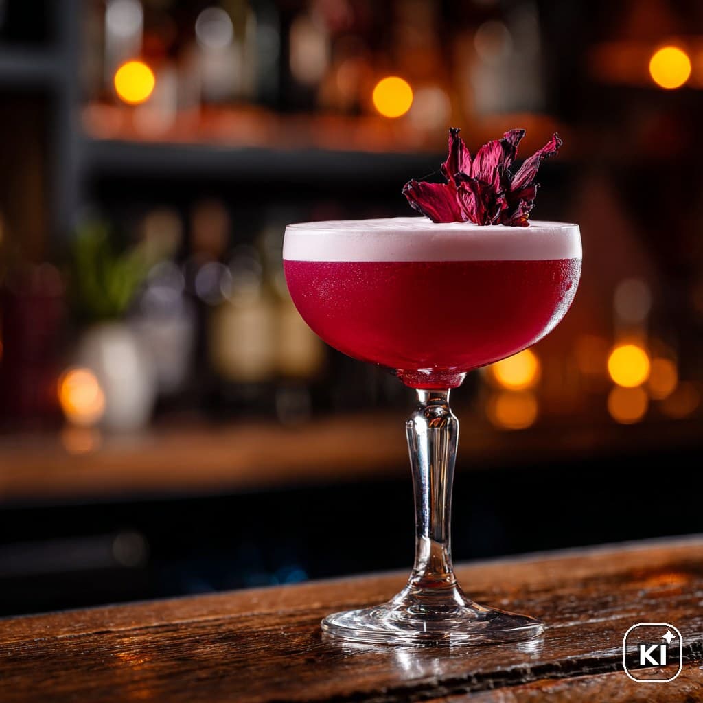 Cocktailrezept Hibiscus Gin Sour