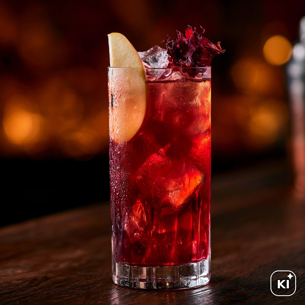 Apfel-Hibiskus Cooler Cocktail Rezept