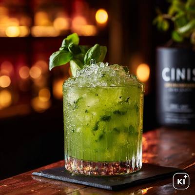 Gin-Basil Smash Cocktail