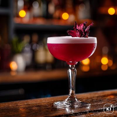 Cocktailrezept Hibiscus Gin Sour