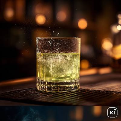 Absinth-Spülung im vorgekühlten Sazerac-Glas